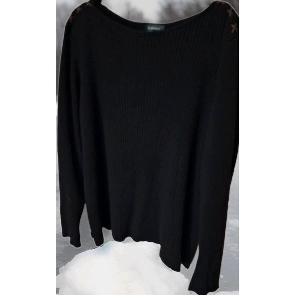 Ralph Lauren Womens Black Knit Pull Over Sweater Top   XL+ Check Measurments 243